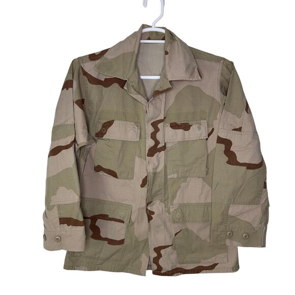Military Army Jacket Men's Small Short Field Coat Tan Brown Desert Camo Utility - Picture 1 of 13